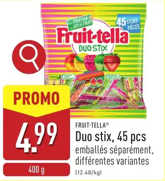 ALDI Fruit-tella Duo stix, 45 pcs aanbieding