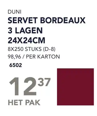 Bidfood Duni servet bordeaux 3 lagen aanbieding