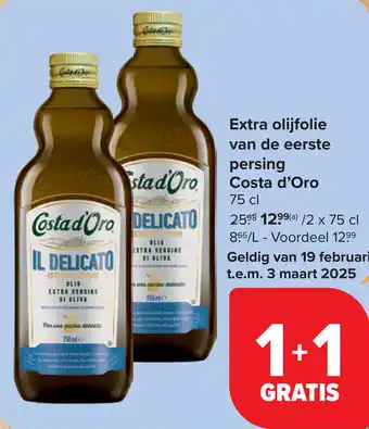 Carrefour Extra olijfolie van de eerste persing costa d'oro aanbieding