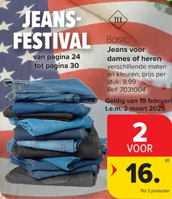 Carrefour Basic jeans voor dames of heren aanbieding