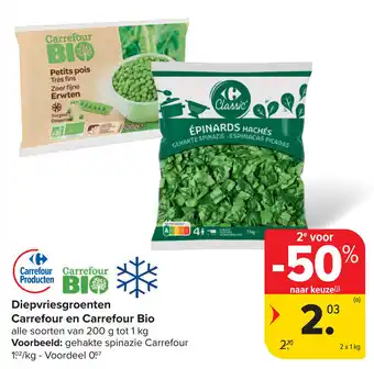 Carrefour Diepvriesgroenten carrefour en carrefour bio aanbieding