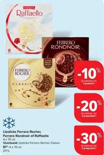 Carrefour Ijssticks ferrero rocher ferrero rondnoir of raffaello aanbieding