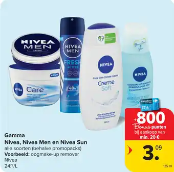 Carrefour Gamma nivea men en nivea sun aanbieding