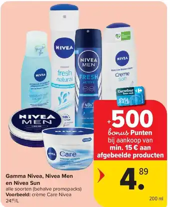 Carrefour Gamma Nivea, Nivea Men en Nivea Sun aanbieding