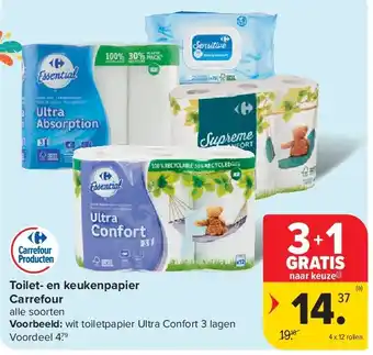 Carrefour Toilet- en keukenpapier Carrefour aanbieding