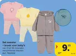 Carrefour Set sweater + broek voor baby's aanbieding