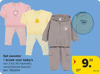 Carrefour Set sweater + broek voor baby's aanbieding