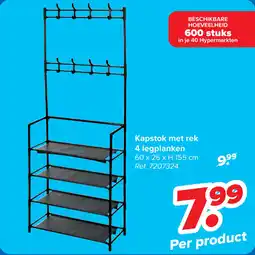 Carrefour Kapstok met rek 4 legplanken aanbieding