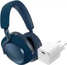 Coolblue Bowers & Wilkins Px7 S2 Blauw + BlueBuilt Power Delivery Oplader met Usb C Poort 20W Wit aanbieding