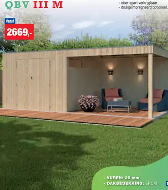 Hubo Woodlands quality cabins QBV III M aanbieding