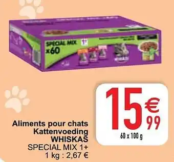Cora Aliments pour chats kattenvoeding whiskas 100g aanbieding