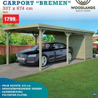 Hubo Woodlands quality cabins carport Bremen aanbieding