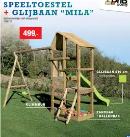 Hubo Bnb wood speeltoestel + glijbaan Mila aanbieding