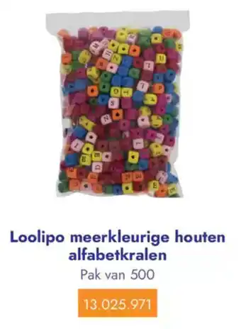 Lyreco Loolipo meerkleurige houten alfabetkralen aanbieding