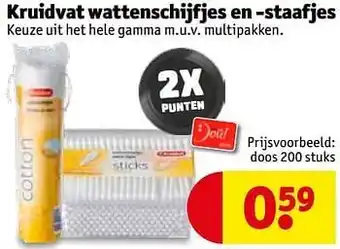 Kruidvat wattenschijfjes en -staafjes doos aanbieding