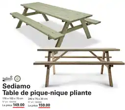 Sligro-M Sediamo Table de pique nique pliante aanbieding