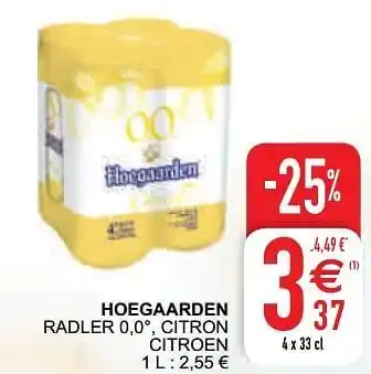 Cora Hoegaarden radler 0,0°, citron citroen 33cl aanbieding
