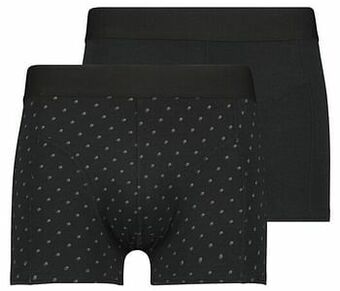 HEMA HEMA Herenboxers Kort Bamboe/katoen/stretch - 2 Stuks Zwart (zwart) aanbieding