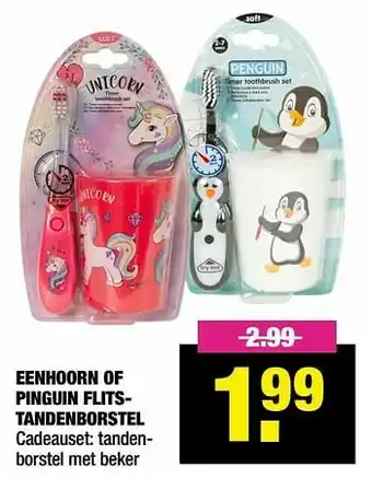 Eenhoorn of pinguin flits - tandenborstel