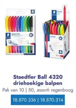 Lyreco Staedtler Ball 4320 driehoekige balpen aanbieding