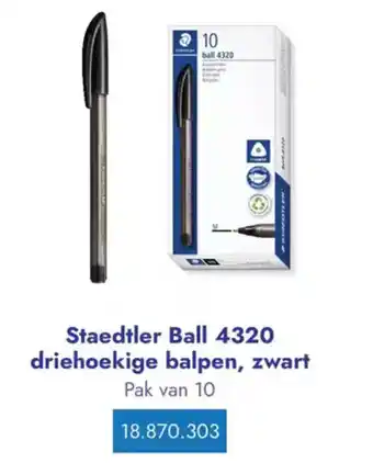 Lyreco Staedtler Ball 4320 driehoekige balpen, zwart aanbieding