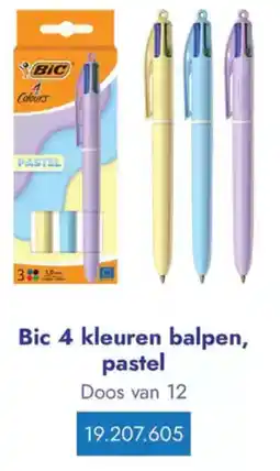 Lyreco Bic 4 kleuren balpen, pastel aanbieding