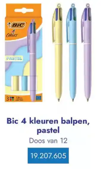 Lyreco Bic 4 kleuren balpen, pastel aanbieding