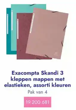 Lyreco Exacompta Skandi 3 kleppen mappen met elastieken, assorti kleuren aanbieding