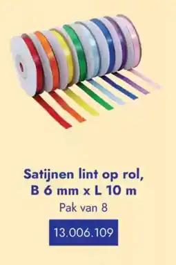 Lyreco Satijnen lint op rol, B 6 mm x L 10 m aanbieding