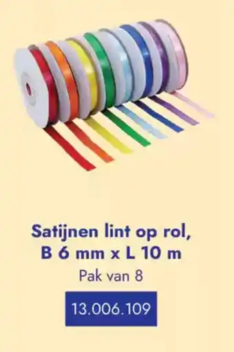 Lyreco Satijnen lint op rol, B 6 mm x L 10 m aanbieding