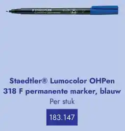 Lyreco Staedtler Lumocolor OHPen 318 F permanente marker, zwart 318 F permanente marker, blauw aanbieding