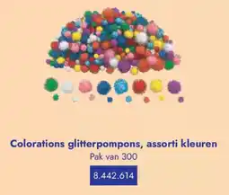 Lyreco Colorations glitterpompons, assorti kleuren aanbieding