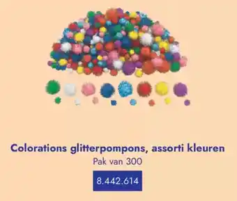 Lyreco Colorations glitterpompons, assorti kleuren aanbieding