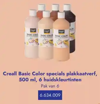 Lyreco Creall Basic Color specials plakkaatverf, 6 huidskleurtinten aanbieding