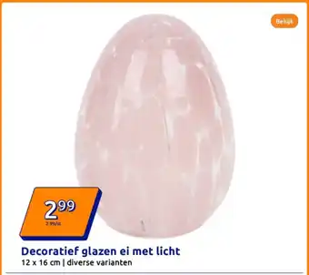 Action Decoratief glazen ei met licht aanbieding