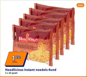 Action Noodlicious instant noedels Rund aanbieding