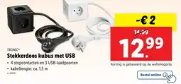 Lidl Stekkerdoos kubus met USB aanbieding