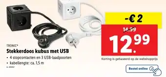 Lidl Stekkerdoos kubus met USB aanbieding