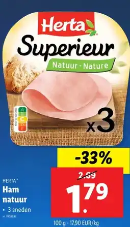 Lidl Ham natuur aanbieding