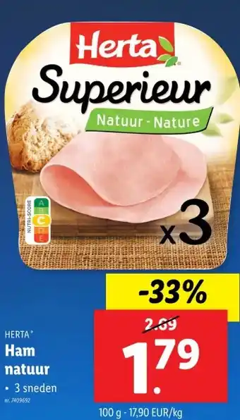 Lidl Ham natuur aanbieding