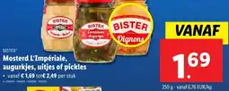 Lidl Mosterd L'Impériale, augurkjes, uitjes of pickles aanbieding