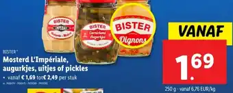 Lidl Mosterd L'Impériale, augurkjes, uitjes of pickles aanbieding