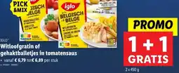 Lidl Witloofgratin of gehaktballetjes in tomatensaus aanbieding