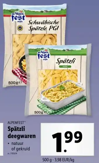 Lidl Spätzli deegwaren aanbieding