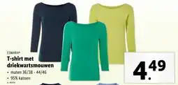 Lidl T-shirt met driekwartsmouwen ⚫maten 36/38 44/46 aanbieding