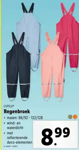 Lidl Regenbroek aanbieding