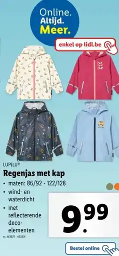 Lidl Regenjas met kap maten aanbieding