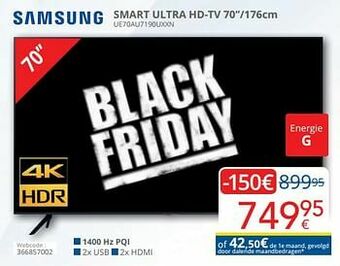 Eldi Samsung smart ultra hd-tv 70``-176 cm ue70au7190xxn aanbieding