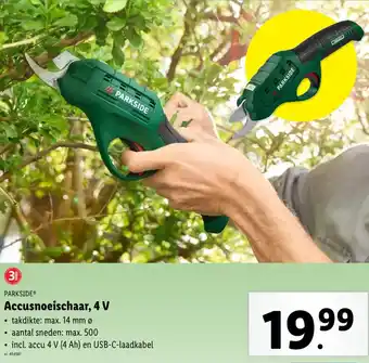 Lidl Parkside accusnoeischaar, 4 V aanbieding