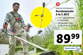 Lidl Parkside performance accubosmaaier 2-in-1, 40 v aanbieding